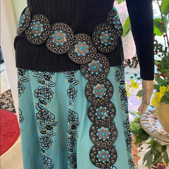 NOCONA turquoise Concho belt. - Picture 1 of 6